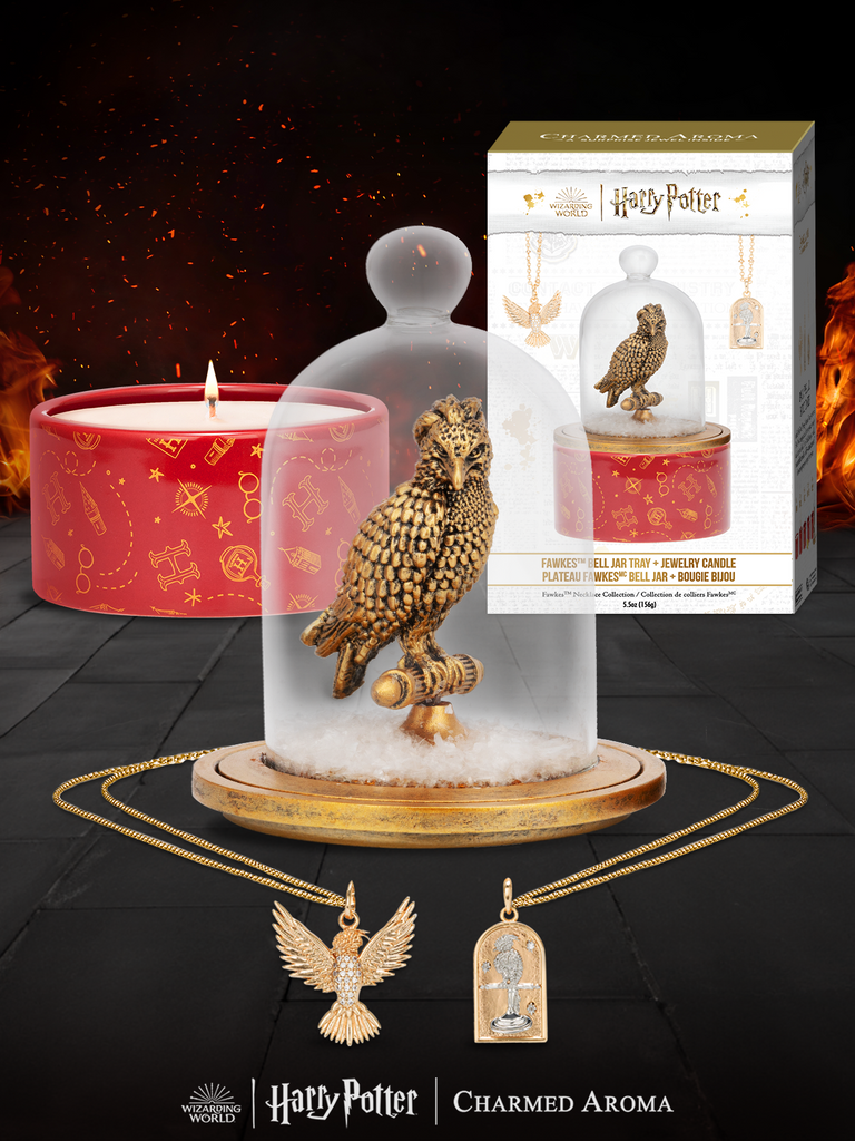 Harry Potter™ Fawkes Bell Jar Candle + Jewelry Tray - Fawkes Necklace Collection