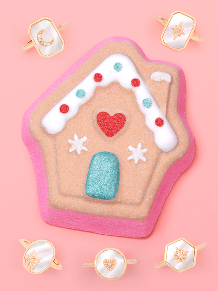Gingerbread House Bath Bomb - Mother of Pearl Ring Collection