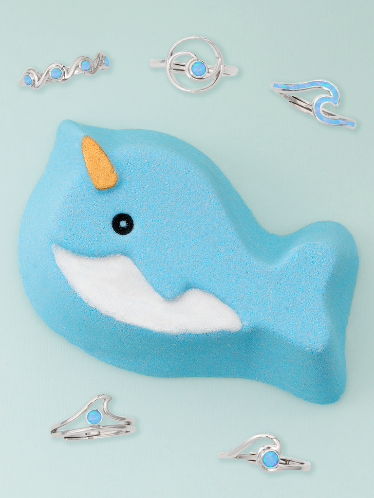 Narwhal Bath Bomb - Blue Opal Ring Collection