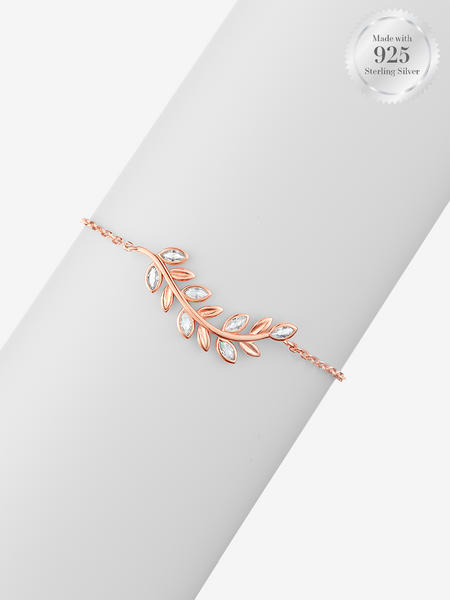 Curved Leaf Rose Gold Bracelet